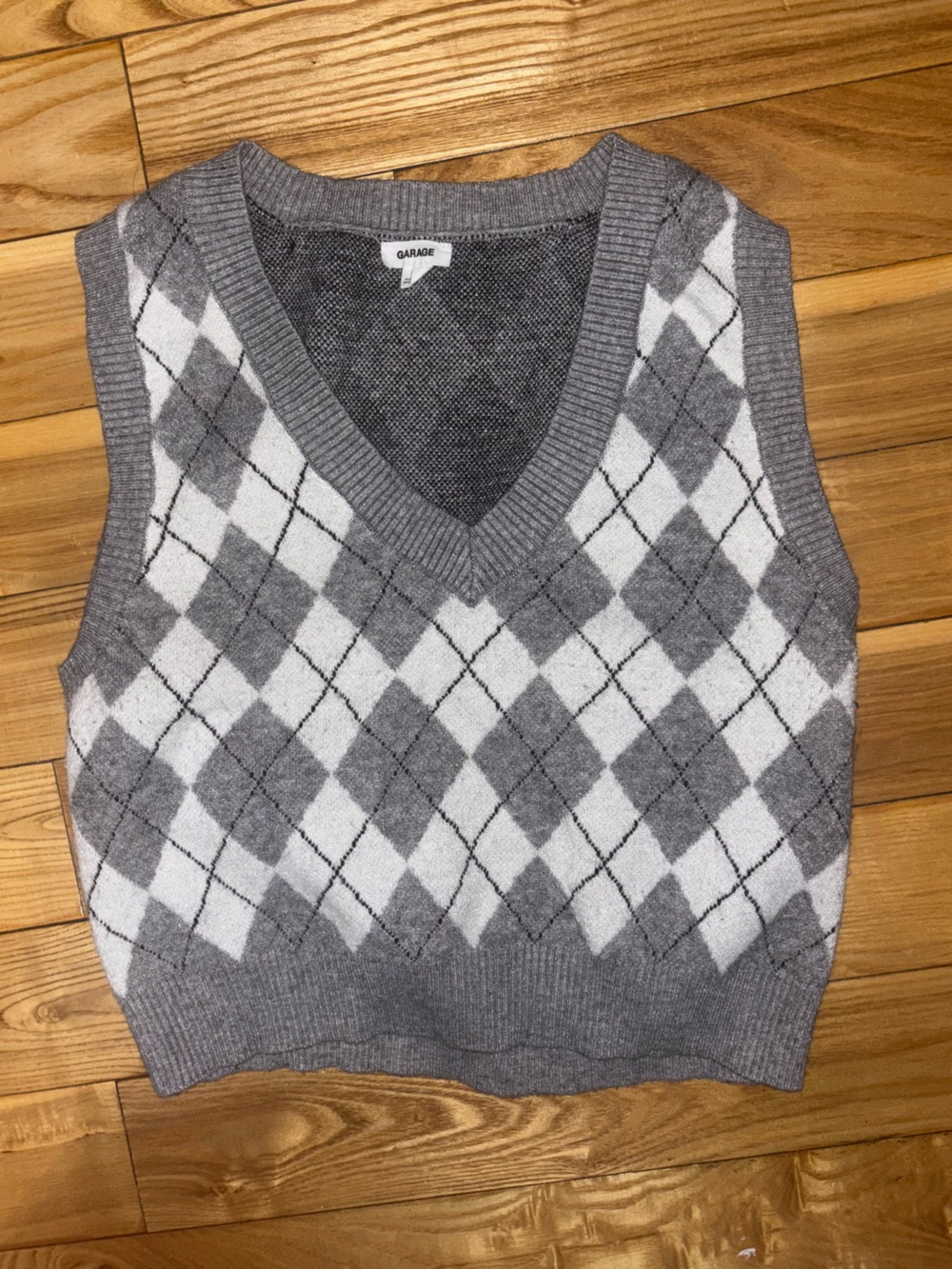 Garage Cropped Grey Sleeveless Sweater Vest